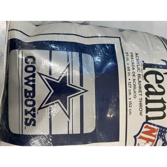 Vtg 1994 Dallas Cowboys Plush Throw Fleece Blanket Team NFL 60”X50” Blue NOS NWT - Picture 13 of 14